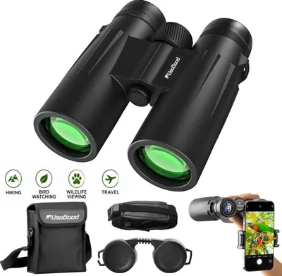 Produktbild von Fernglas 12x50 HD mit BAK4 HD Prisma FMC Objektiv Telefonadapter für Fotografie Fernglas Erwachsene zur Vogelbeobachtung und Reisen