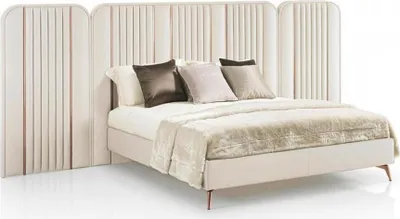 Productafbeelding van Slaapkamer, tweepersoonsbed, beige bedframe, kingsize bed, luxe meubels