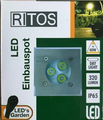 Produktbild von Ritos LED's Garden LED Garten Einbaustrahler eckig 100mm 3W silber kaltweiß 6000K