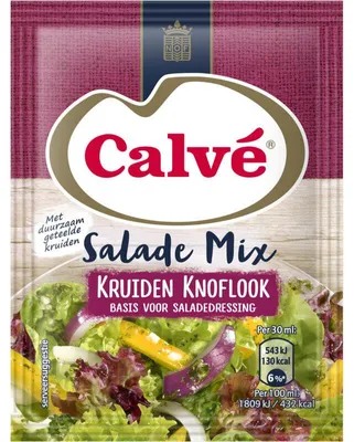 Produktbild von Calvé Salademix Kruiden Knoflook 24g – Aromatische Gewürzmischung für Salate