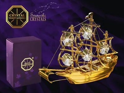 Produktbild von CRYSTAL TEMPTATIONS - Sailing Ship Segelschiff 3451 Swarovski-Kristall 24k vergoldet 100 x 80mm