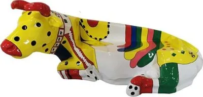 Image de Design moderne Vache Peinte Bœuf Sculpture Statue 98x200cm Jardin Figurines Déco