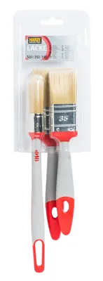 Produktbild von HARDY Pinselset 3-teilig 18mm, 35mm, 50mm Borstenlänge 40mm, 50mm, 50mm Rot-Grau 0280-200003 EAN 5905061072261