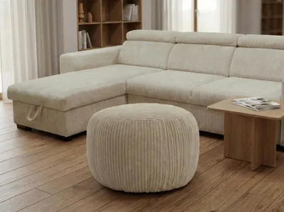 Obrázek produktu pro Puf Boho L v pískové barvě – moderní sedací podnožka, lehká konstrukce a stylový design