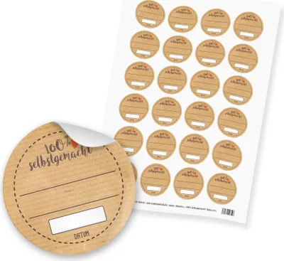 Produktbild von 24 x itenga Sticker „100% selbstgemacht“ unlackiert (Motiv 91)