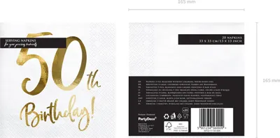 Image de Serviettes "Birthday Gold" 20pcs/33x33cm | #50