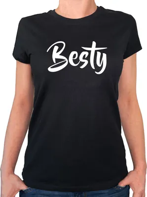 Produktbild von Huuraa Damen T-Shirt Besty Bestie XS Black Bio Baumwolle Fairtrade Damenshirt Geschenkidee