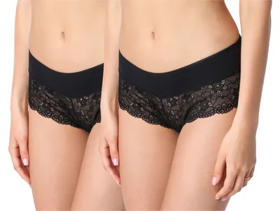 Image de Bellivalini - Sous-vêtements pour femmes - Culotte en coton avec dentelle BLV50-187 (Noir, L)