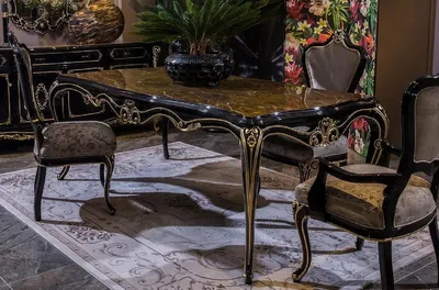 Produktbild von Casa Padrino Luxus Barock Esstisch Schwarz / Gold - Prunkvoller Massivholz Esszimmertisch - Barock Esszimmer Möbel - Edel & Prunkvoll