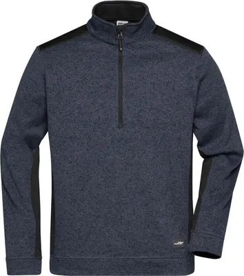 Produktbild von Pflegeleichter Strickfleece Troyer im Materialmix carbon-melange/black, Gr. XXL