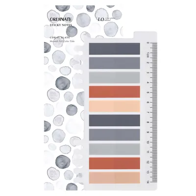 Produktbild von Ordinate-Coral Slate | Sticky Notes | Index Sticky Notes with Ruler | Page marker | Haftnotizen