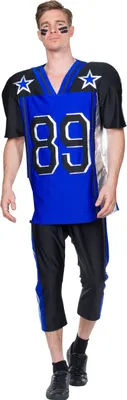 Produktbild von Football Spieler Uniform Quaterback Blau Karneval Herren Kostüm 48-50