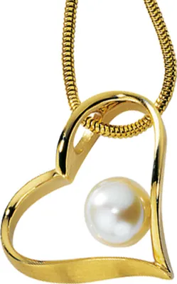 Produktbild von JOBO Anhänger Herz 585 Gold Gelbgold teilmattiert 1 Süßwasser Perle