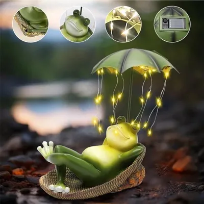Gartenfigur Frosch mit Solarenergie - Gartendekoration für