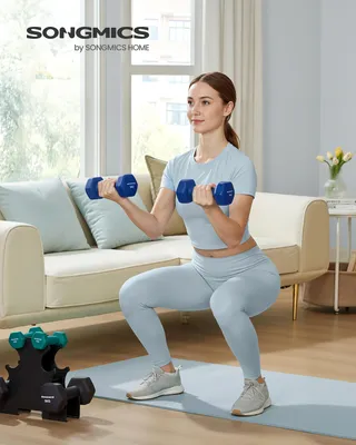 Produktbild von SONGMICS Kurzhantel Set, Hexagon, mit Hantelständer, 2 x 1 kg, 2 x 3 kg, 2 x 5 kg, mattes Finish, Neopren-Beschichtung, Krafttraining, zu Hause