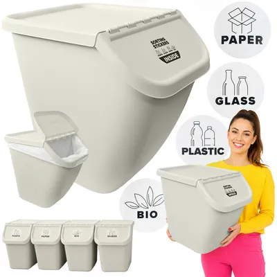 Immagine prodotto di Contenitori e cestini per la raccolta differenziata dei rifiuti con adesivi – Set da 4 pezzi