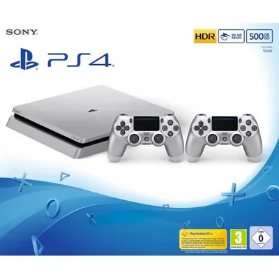Produktbild von Playstation 4 Grundgerät Slim 500GB+2.Con. silber
