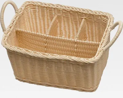 Produktbild von Besteckkorb "" mit 4 Fächern, bruchsicherer Besteckbehälter, Besteckkasten, Besteckbehältnis, Hellbeige, 18 x 26 cm, Höhe 15 cm