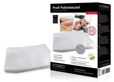 Produktbild von CASO Profi- Folienbeutel 30x40cm, 50 Stück, sehr stark & reißfest, für ein optimales Vakuum