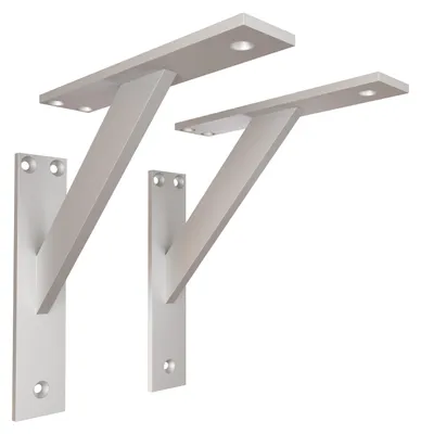 Produktbild von 2x sossai FSHR Design Regalträger in Silber 180x180mm Regalwinkel Bücherregal Konsole Regal Halter