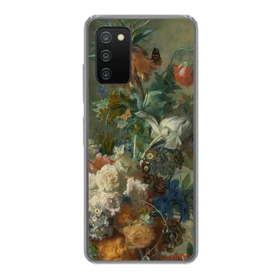 Produktbild von MuchoWow® Handyhülle Schutzhülle Hülle für Samsung Galaxy A03s Stilleben mit Blumen - Gemälde von Jan van Huysum Silikon Softcase Handy Hülle - Schutz