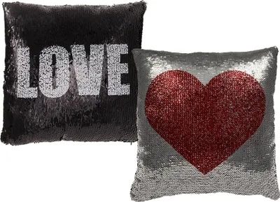Produktbild von Pailletten-Kissen Farb- u. Motivwechsel Herz Love Wendepailletten Dekokissen incl. Füllung 40x40 cm