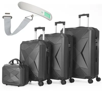 Image de Valise 4 pièces, en ABS, avec cadenas TSA et roulettes, de couleur bleue