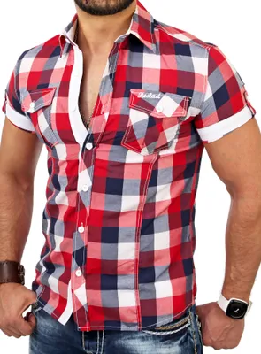 Produktbild von Reslad Herren Kurzarm Hemd Oceanside RS-7065 Rot XL