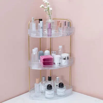Produktbild von Make-up-Organizer, Kosmetik-Organizer, 3-stöckiger Eck-Organizer für Badezimmer/Kosmetik, transparent