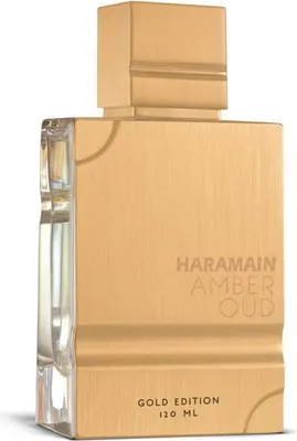 A close-up studio shot of a gold-colored perfume bottle.