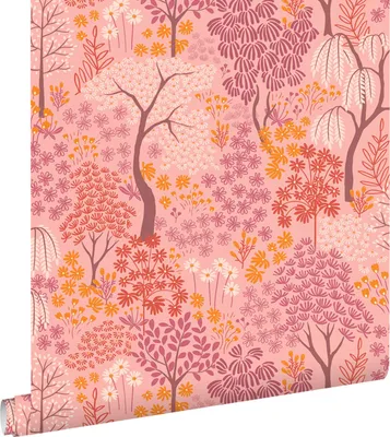 Produktbild von ESTAhome Tapete Bäumen und Blumen Rosa, Lila und Orange 50 x 900 cm