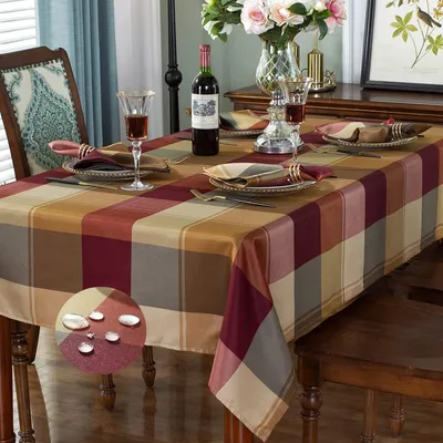 Rechteckige Tischdecke 152 x 259 cm, kariert, wasserdicht, knitterarm, rot