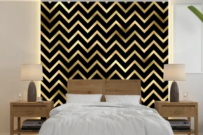 Produktbild von MuchoWow® Fototapete für Wohnzimmer oder Schlafzimmer Wandtapete Vinyl Motivtapete Muster - Linie - Gold - 240x240 cm - Schlafzimmer-Tapete