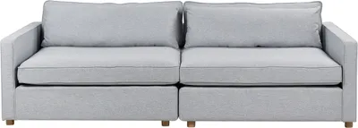 Produktbild von BELIANI 3-Sitzer Sofa Grau Stoffbezug mit Sitzkissen Lose Rückenkissen Schmale Armlehnen Freistehend Modern Wohnzimmer Ausstattung