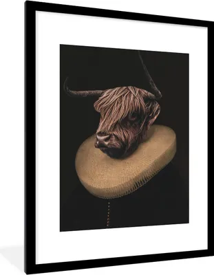Produktbild von MuchoWow® Gerahmtes Poster Schottischer Highlander - Gemälde - Alte Meister 60x80 cm - Poster mit Schwarzem Bilderrahmen Wandposter Rahmen Foto Bilder - Wohnzimmer - Dekorationen - Prämie