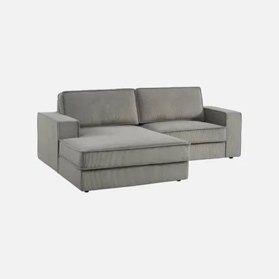 Produktbild von sweeek - 3-Sitzer Ecksofa mit Cordbezug, Recamiere links - Hellgrau