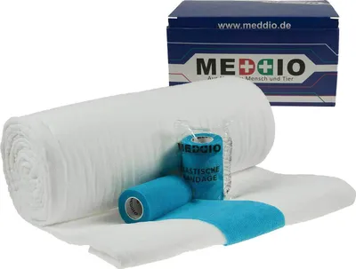 Verbandwatte 40cm + 12 Haftbandagen 10cm hellblau