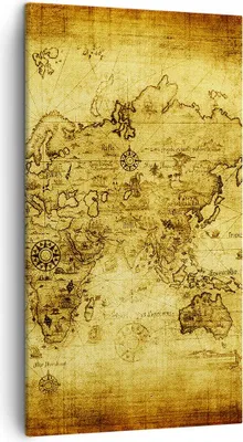 Produktbild von Bild auf Leinwand - Leinwandbild - Karte Welt Kontinente - 45x80cm - Wand Bild - Wanddeko - Leinwanddruck - Bilder - Kunstdruck - Wanddekoration - Leinwand bilder - Wandkunst - PA45x80-0127