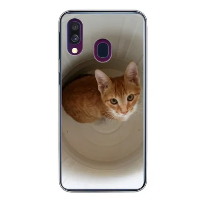 Produktbild von MuchoWow® Handyhülle Schutzhülle Hülle für Samsung Galaxy A40 Katze - Mülleimer - Weiß Silikon Softcase Handy Hülle - Handy-Tasche
