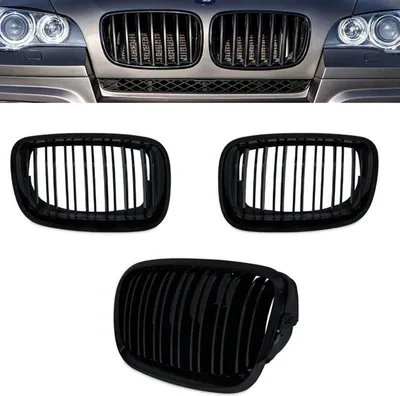 Produktbild von Kühlergrill Sport Grill passend für BMW E70 E71 Set schwarz glanz Doppelsteg