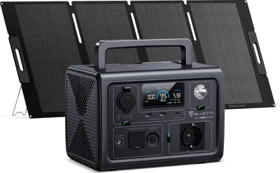 Produktbild von BLUETTI Solar Generator EB3A mit MP200 Solarpanel, 268Wh Tragbare Powerstation mit 600W (1200W Peak) AC Ausgängen, LiFePO4 Batterie Backup für Outdoor Camping, Reise, Stromausfal
