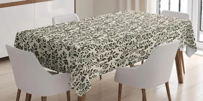 Obrázek produktu pro ABAKUHAUS Listy ubrus, jednobarevný abstraktní přírodní vzor s květinovými motivy a víry, 140 x 240 cm, krémově tmavě šedohnědá