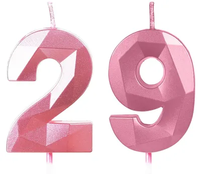 Geburtstagskerzen Nummer 29, rosa, 2 Stück, 11,5 cm