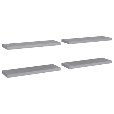Obrázok produktu pre Plávajúce nástenné police 4 ks, sivé 80x23,5x3,8 cm, MDF