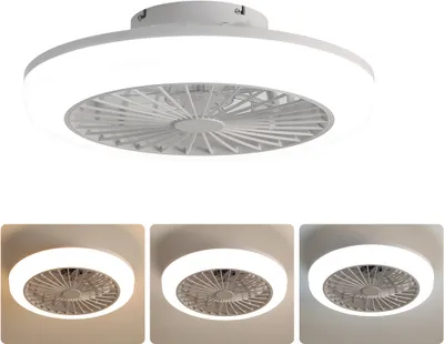 Immagine prodotto di Ventilatore da soffitto AIORBER 60W, con luce e telecomando, luminosità e temperatura colore regolabili, plafoniera per ventilatore, camera da letto, 3000K-6000K