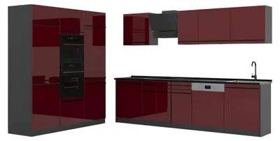Produktbild von Küchenzeile Vicco R-Line Rot Hochglanz/Anthrazit 180 cm ohne Arbeitsplatte, Model 66213