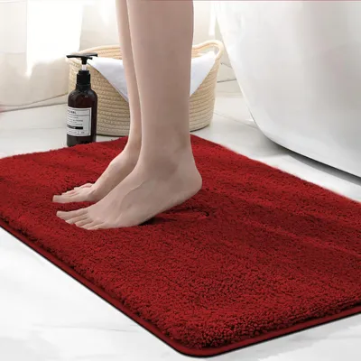 Immagine prodotto di Tappetino da bagno in microfibra, spessore 2 cm, super assorbente, 50x80 cm, colore rosso