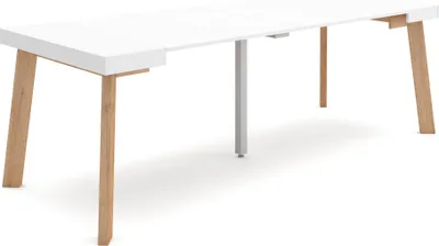 Produktbild von Ausziehbarertisch, 222x90x73cm, Für 10 Gäste, Hölzerne Beine, Weiß