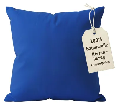 Produktbild von 2er Pack Kissenbezug 80x80 cm Blau | 100% Baumwolle | Doppelpack PREMIUM Kissenhülle mit verdecktem Reißverschluss