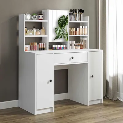 Imagen del producto de Skye Decor, tocador de alta calidad, 100% melamina, blanco, 120x140x45 cm, de 3 piezas